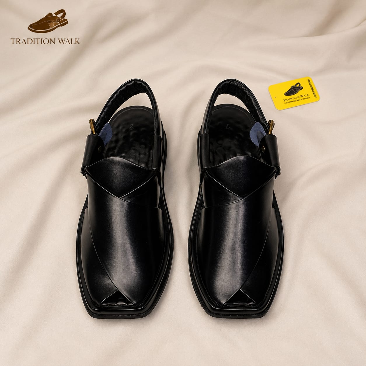 Tradition Walk Black Ghoom Silaye Handmade Peshawari Chappal