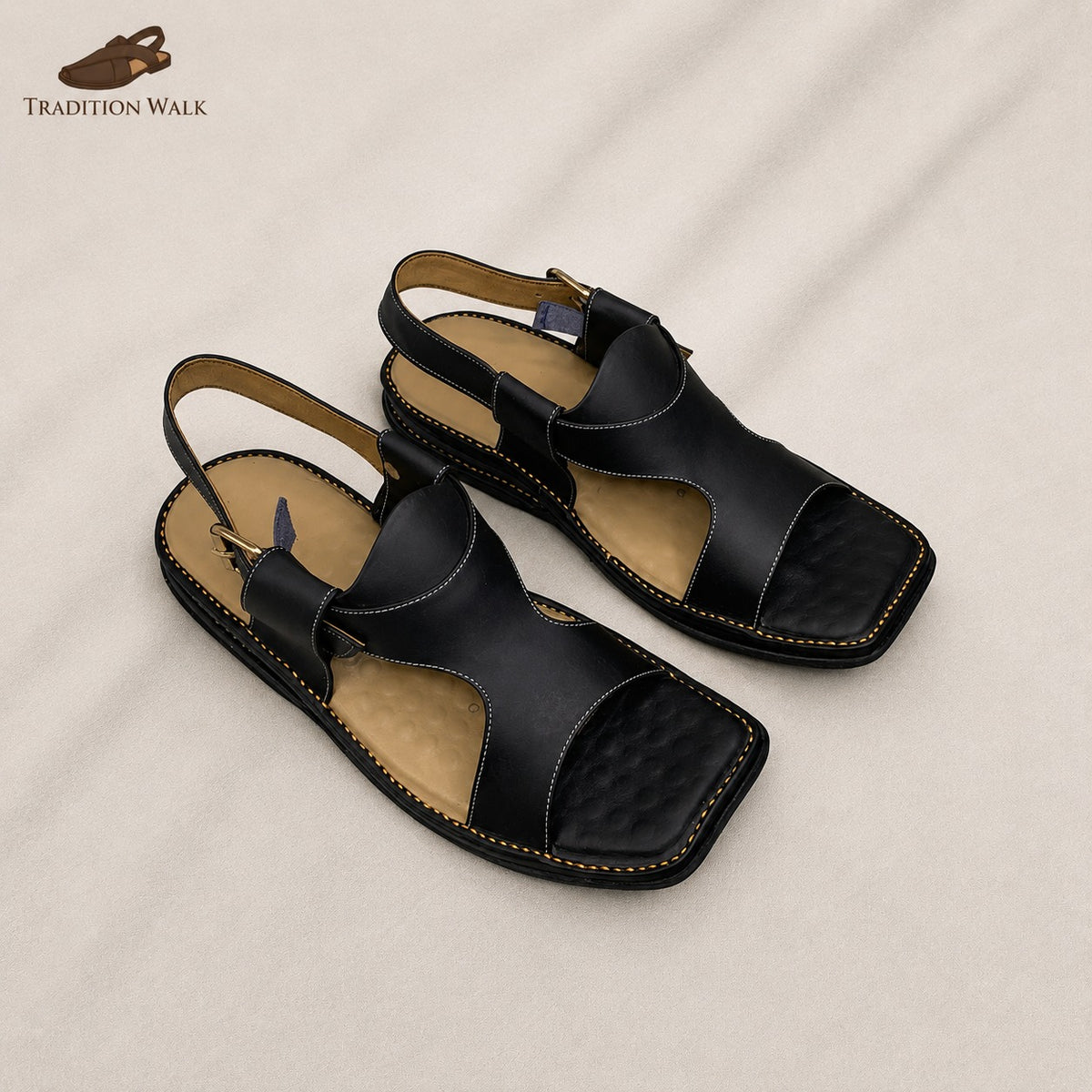 Black Panjidar Chappal – Premium Traditional Peshawari Footwear