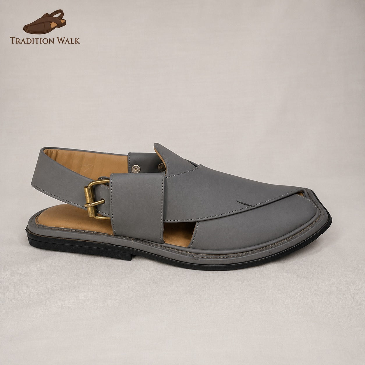 Grey Smart Zalmi Chappal – Premium Traditional Comfort