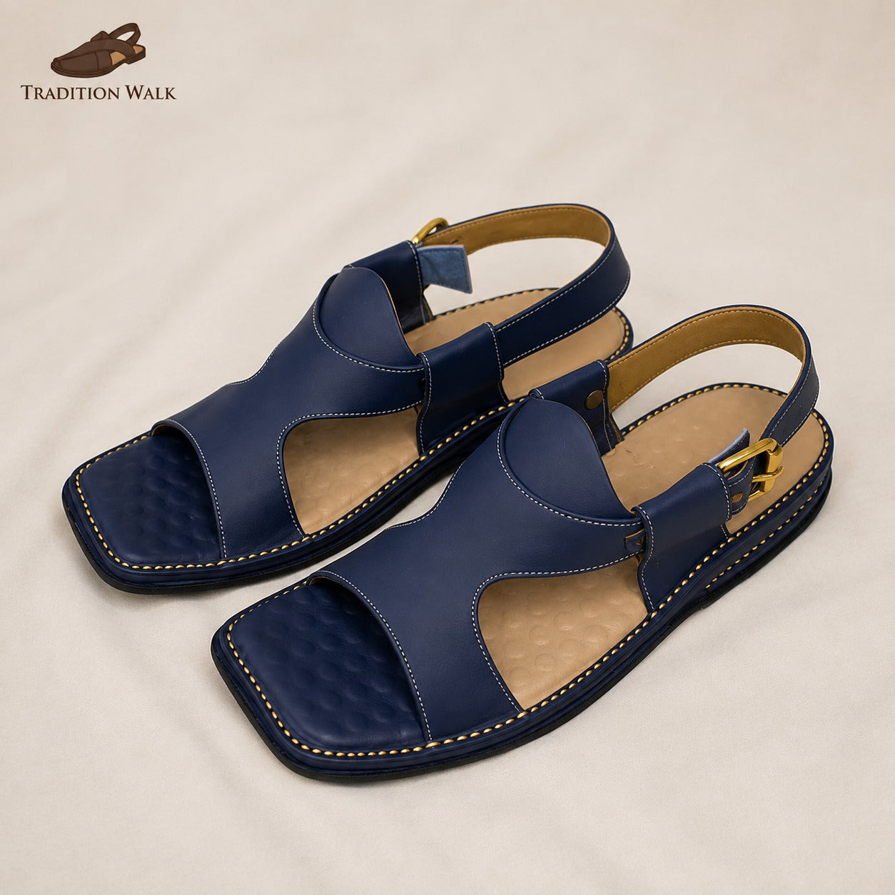 Blue Panjidar Chappal – Premium Traditional Peshawari Footwear