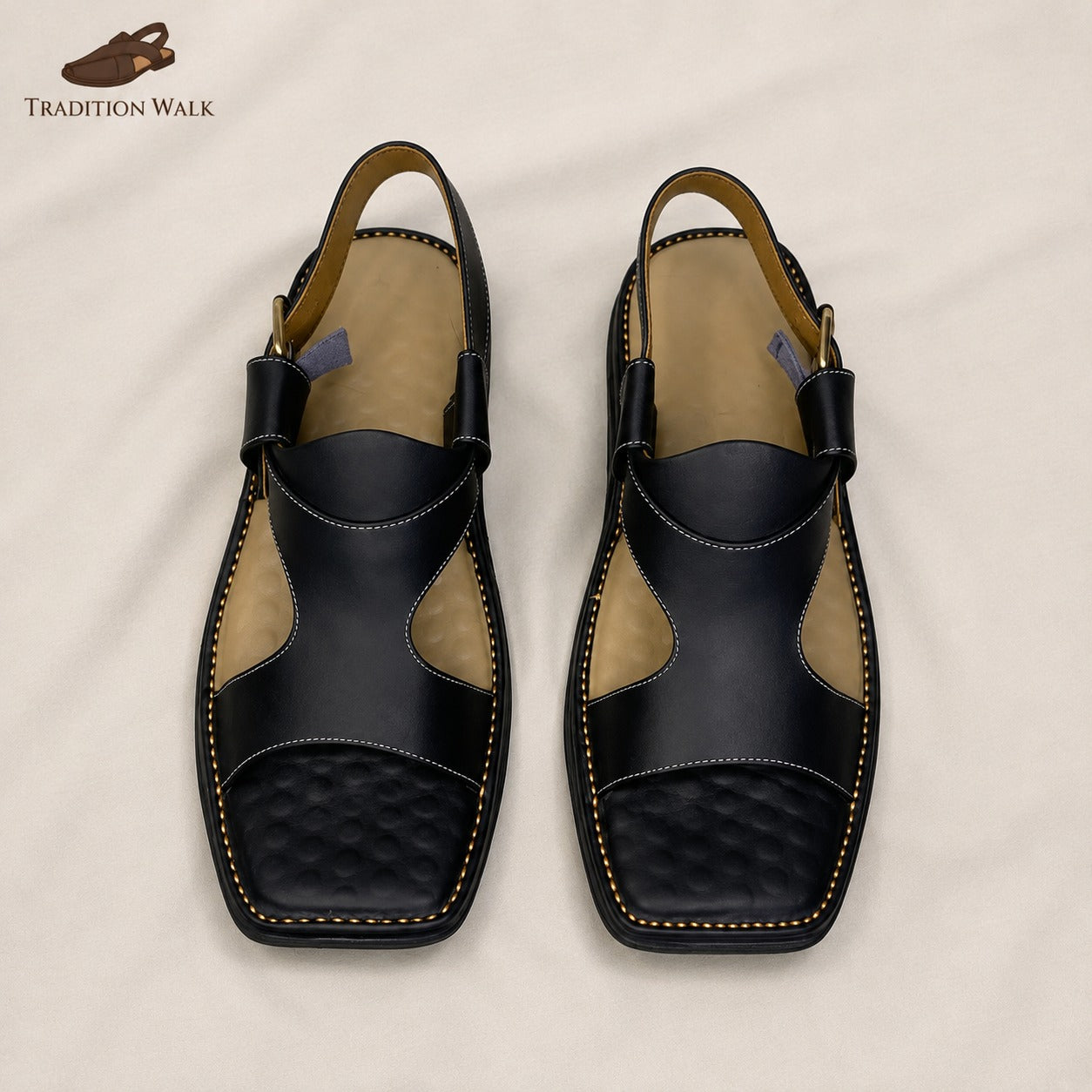 Black Panjidar Chappal – Premium Traditional Peshawari Footwear