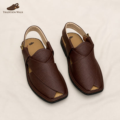 Brown Dotted Smart Zalmi Chappal – Premium Traditional Peshawari Style