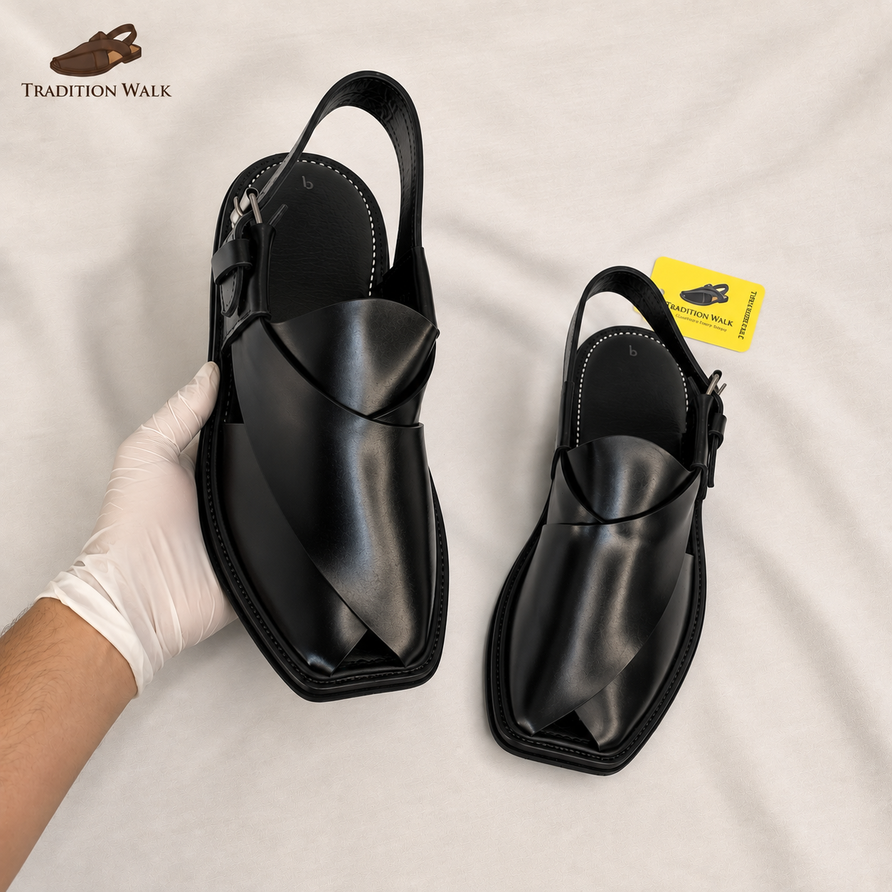 Black Gol T Charsadda Chappal – Premium Traditional Peshawari Footwear