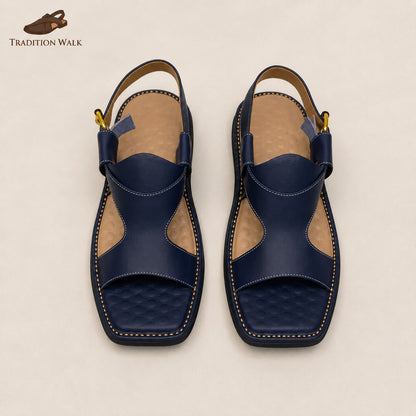 Blue Panjidar Chappal – Premium Traditional Peshawari Footwear