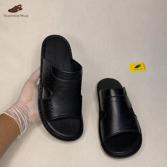 Black Premium Tradition Walk Premium Handmade Medicated Slippers – Ultra Lightweight Comfort Peshawari Chappal