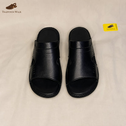Black Premium Tradition Walk Premium Handmade Medicated Slippers – Ultra Lightweight Comfort Peshawari Chappal