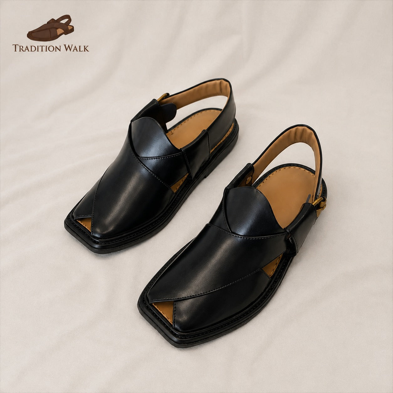 Black Smart Zalmi Chappal – Premium Traditional Footwear