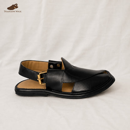 Black Smart Zalmi Chappal – Premium Traditional Footwear