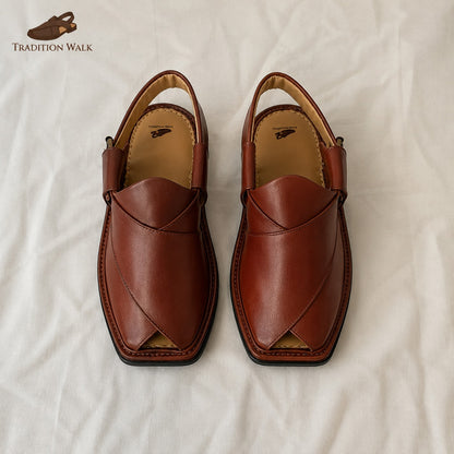 Mustard Brown Smart Zalmi Chappal – Premium Traditional Footwear