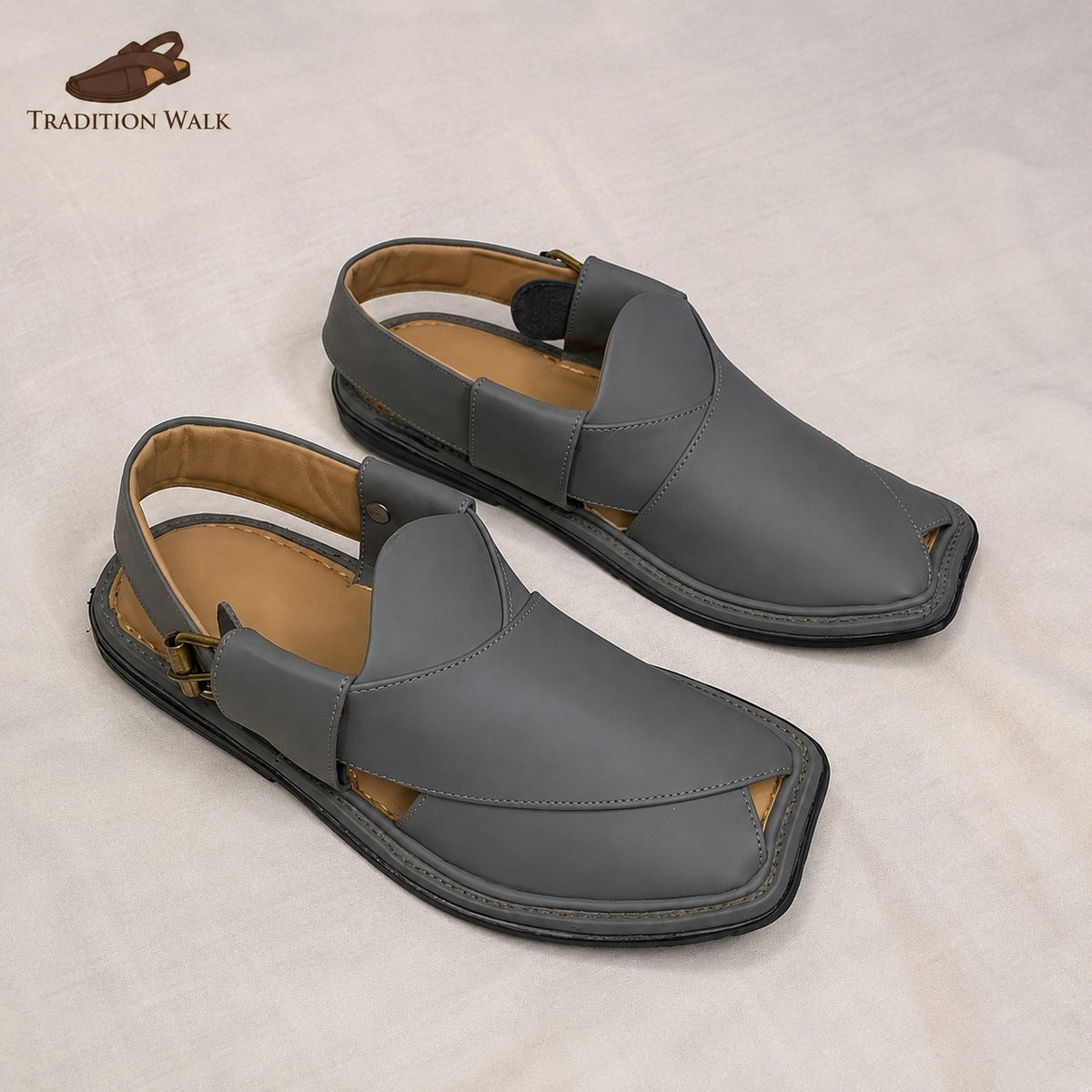 Grey Smart Zalmi Chappal – Premium Traditional Comfort