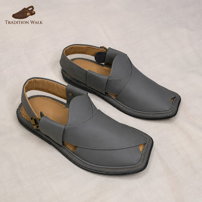 Grey Smart Zalmi Chappal – Premium Traditional Comfort