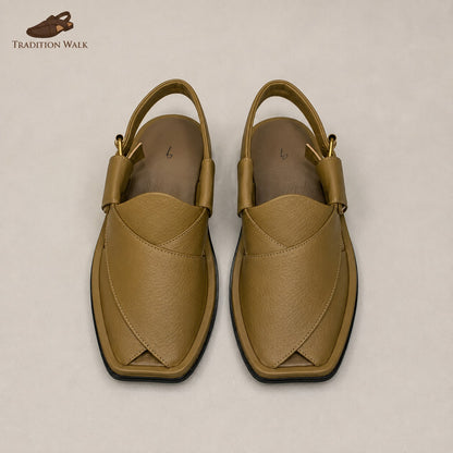 Light Brown Ghoom Silai Peshawari Chappal – Premium Traditional Leather