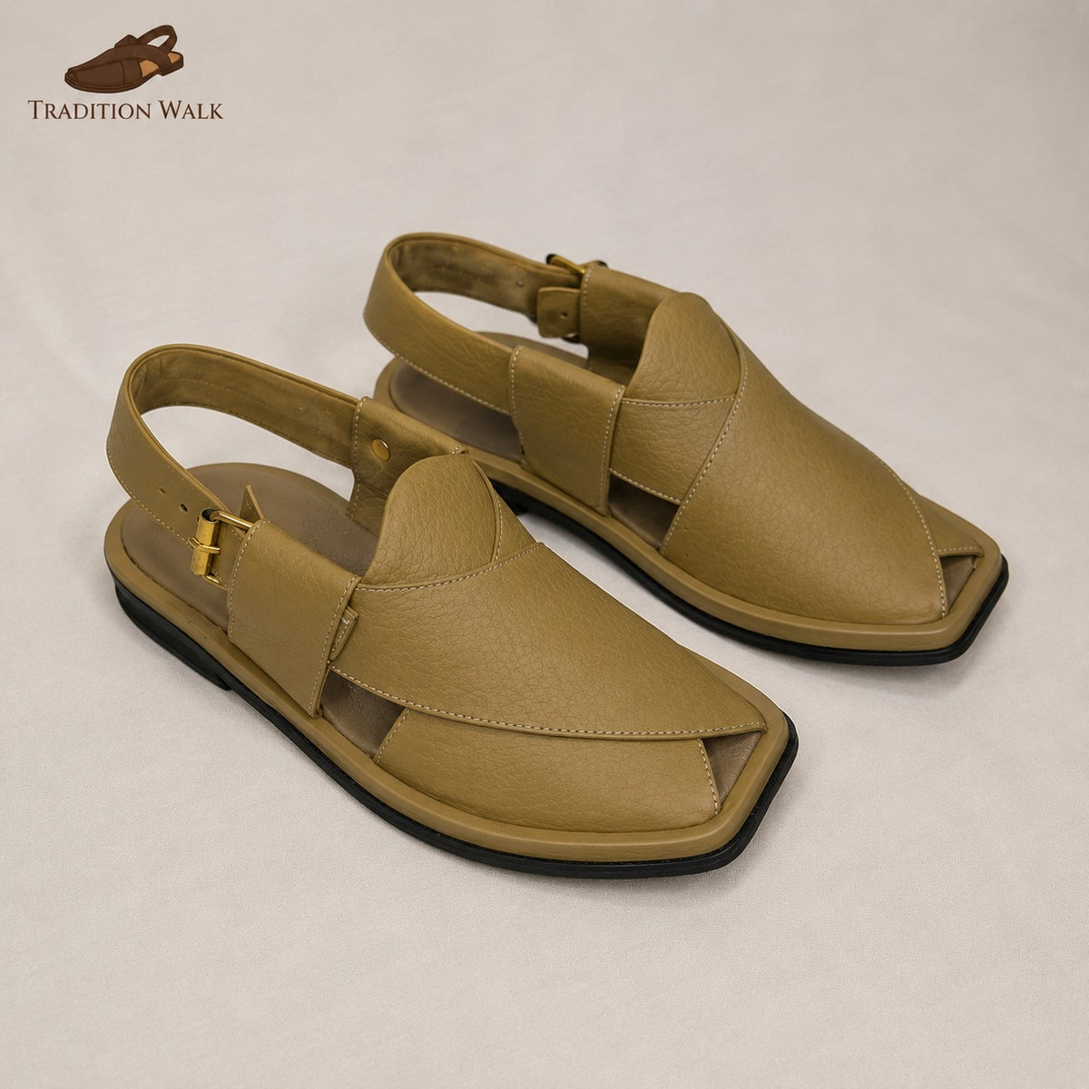 Light Brown Ghoom Silai Peshawari Chappal – Premium Traditional Leather
