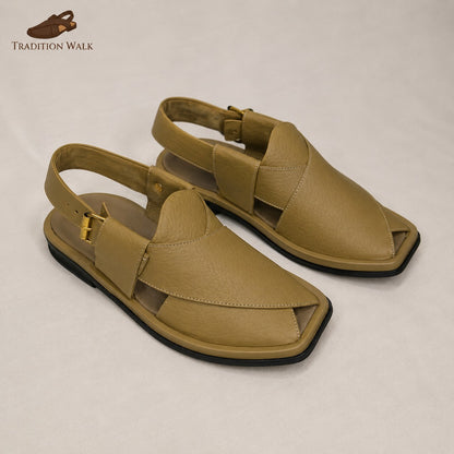 Light Brown Ghoom Silai Peshawari Chappal – Premium Traditional Leather