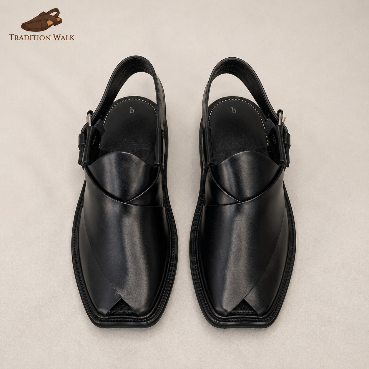 Black Gol T Charsadda Chappal – Premium Traditional Peshawari Footwear