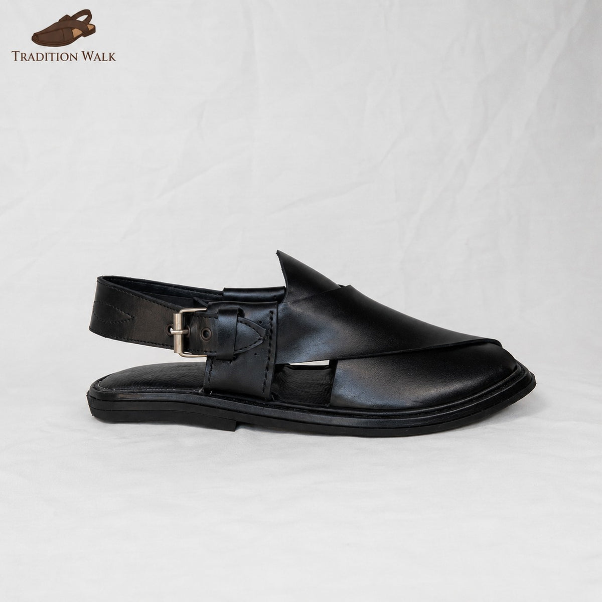 Black Gol T Charsadda Chappal – Premium Traditional Peshawari Footwear