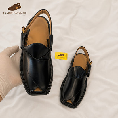 Black Smart Zalmi Chappal – Premium Traditional Footwear