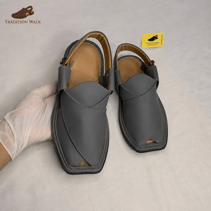 Grey Smart Zalmi Chappal – Premium Traditional Comfort