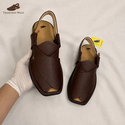 Brown Dotted Smart Zalmi Chappal – Premium Traditional Peshawari Style