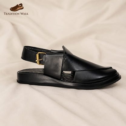Tradition Walk Black Ghoom Silaye Handmade Peshawari Chappal